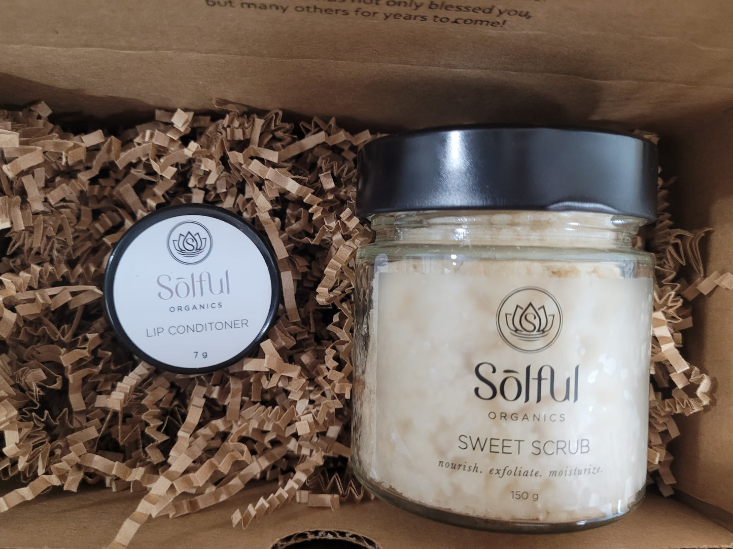 Solful Organics Box Set - The Sweet Lips box - includes lip conditioner and sweet scrub.