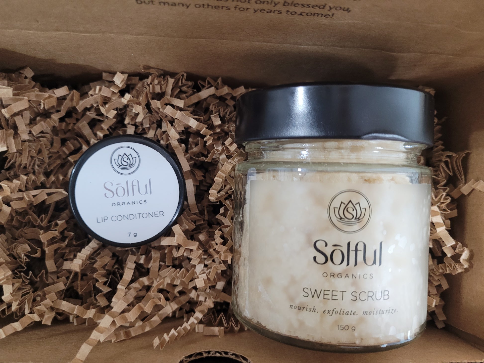 Solful Organics Box Set - The Sweet Lips box - includes lip conditioner and sweet scrub.
