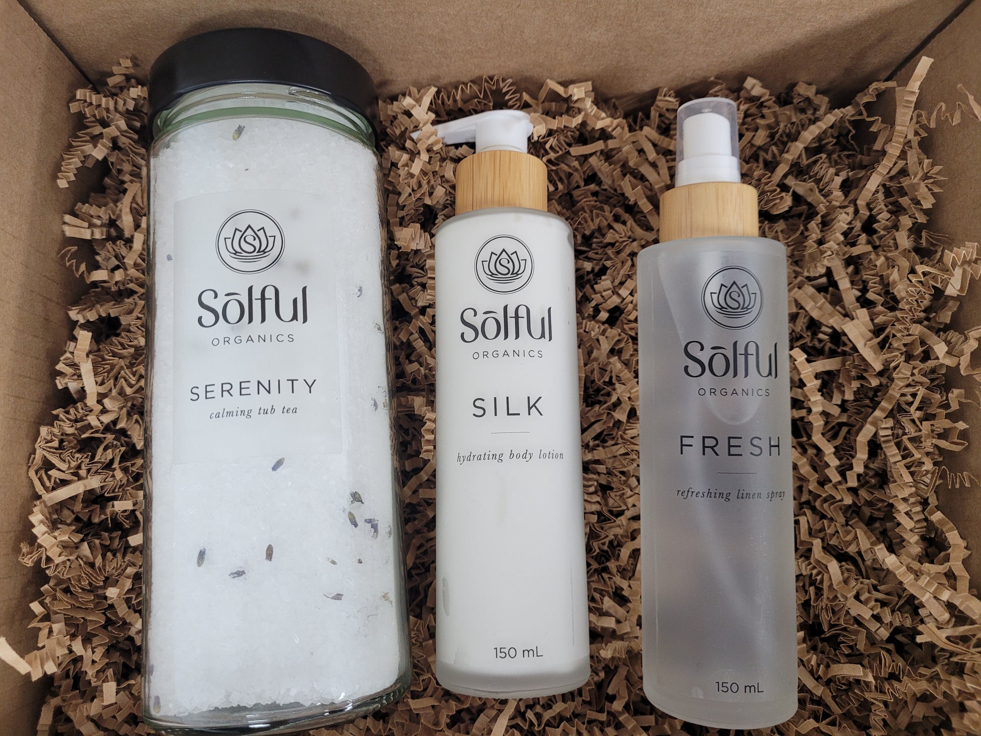Solful Organics Box Set - The Bedtime Box - includes serenity tub tea, fresh and silk