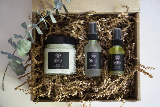 Solful Organics Box Set - The Triple Treatment Set - includes Buff Scrub, allure and refine